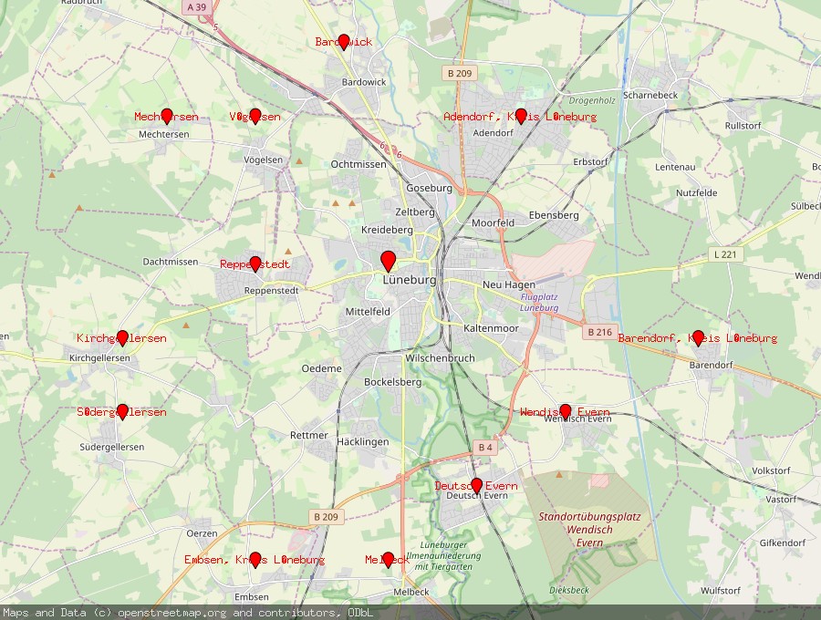 Landkarte von Lüneburg