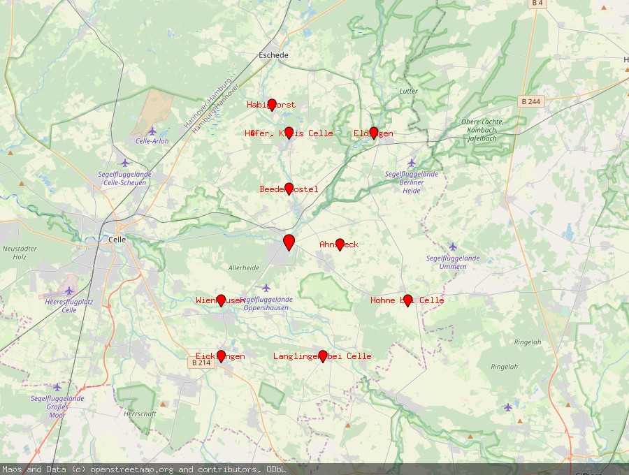 Landkarte von Lachendorf, Kreis Celle