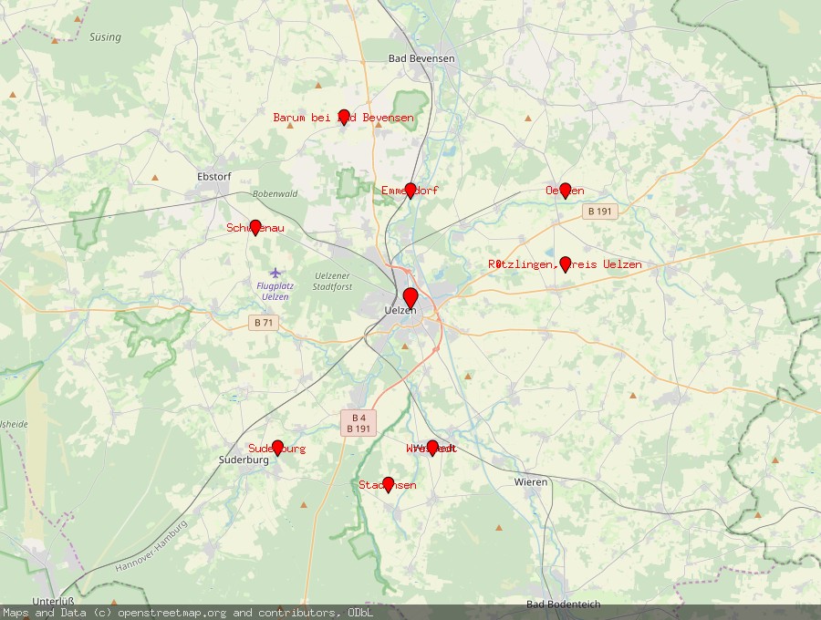 Landkarte von Uelzen, Lüneburger Heide