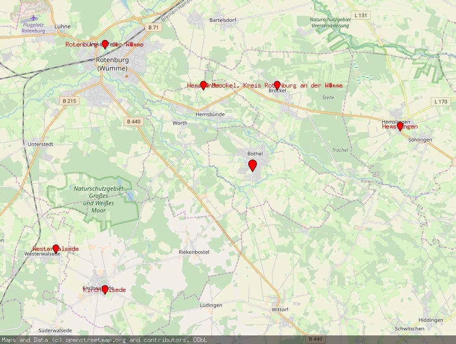 Landkarte von Bothel, Kreis Rotenburg an der Wümme