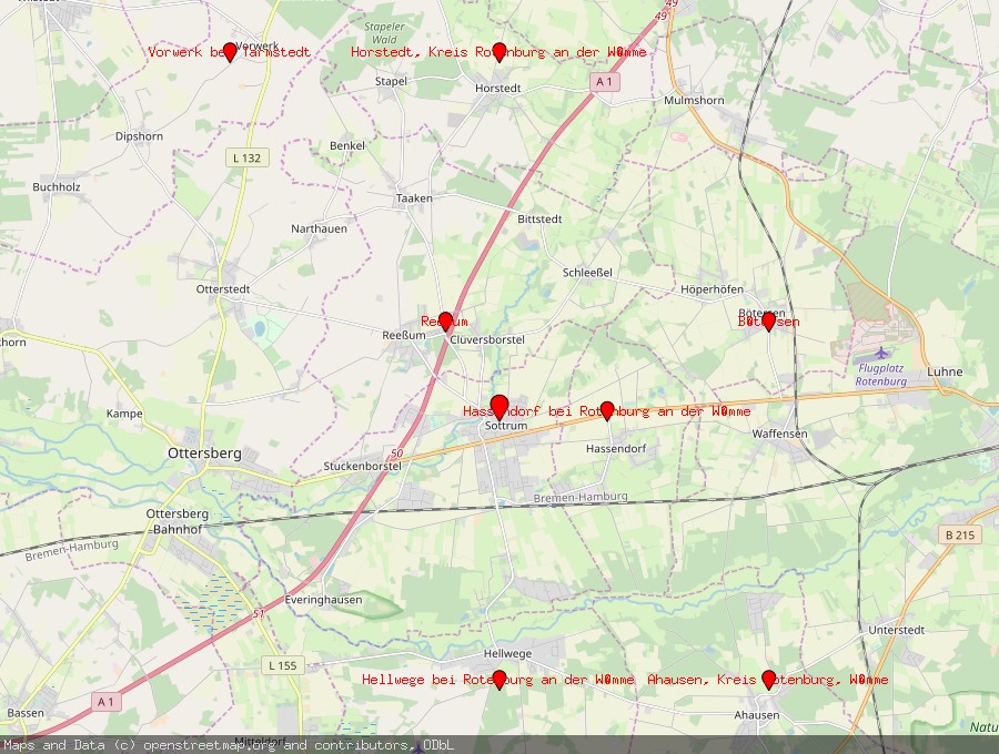 Landkarte von Sottrum, Kreis Rotenburg an der Wümme